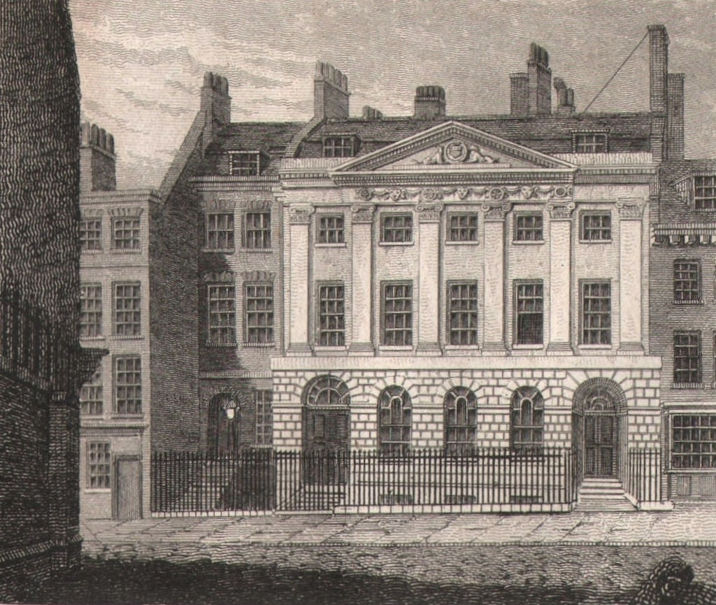 Skinners' Hall, London. Antique engraved print 1817 old picture